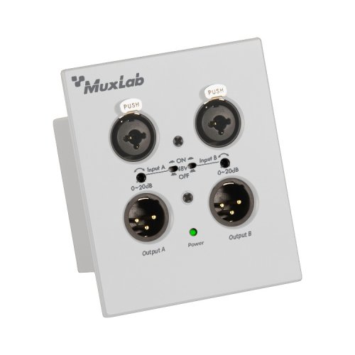 Muxlab Dante 2-Channel XLR Wall-Plate - White