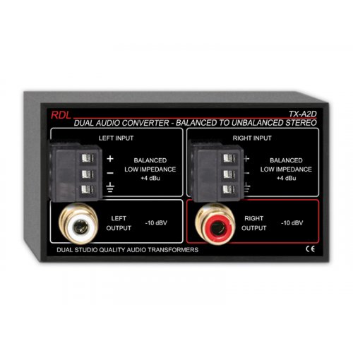 RDL TX-A2D Dual Audio Converter - Balanced to Unbalanced