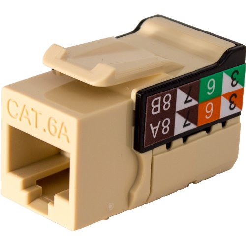 Vertical Cable CAT6A Data Grade Keystone U-Jack, RJ45 90° 8x8 - Ivory