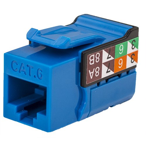 Vertical Cable CAT6 Data Grade Keystone U-Jack, RJ45 90° 8×8 Blue