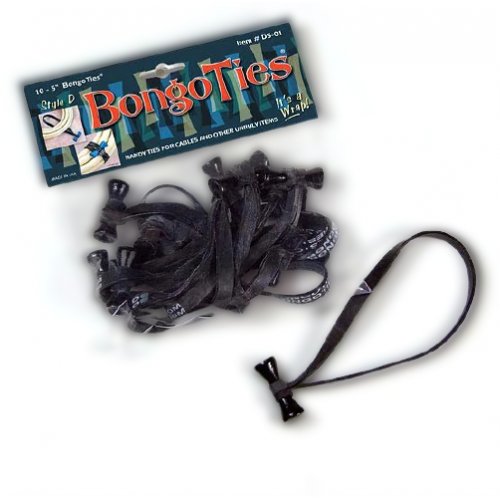 BongoTies Style D Rubber Cable Ties (10-pack) - Obsidian