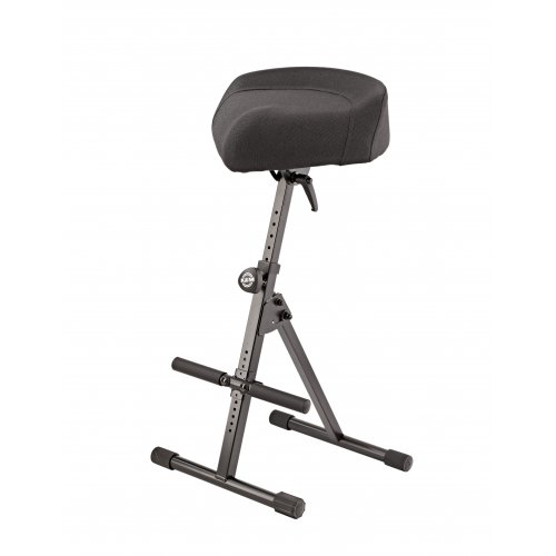 K&M Folding Adjustable Stool with Fabric Saddle Seat