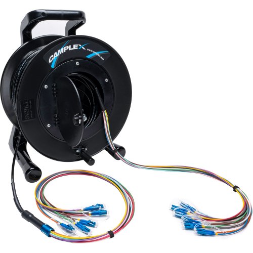 Camplex 12-Channel LC Single Mode Fiber Optic Tactical Cable Reel - 1000 Foot