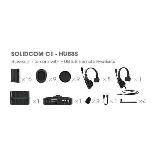 Hollyland Solidcom C1 Wireless Intercom Headset System w/ Hub - 9 Person