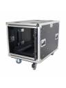 ProX 10U 24in Vertical Rack Shock Mount Case w/ Sliding Slam Doors, Wheels