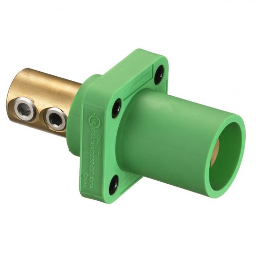 Hubbell HBLMRGN 400A Cam Lock Male Panel Mount Set Screw - Green