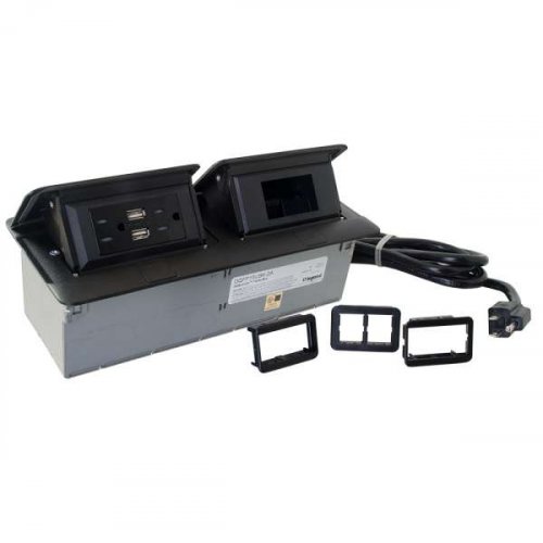 Wiremold deQuorum Dual Flip-Up Unit with USB - Black