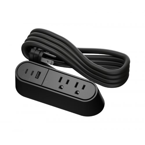 Wiremold Desktop Power Center Slim w/2x UGround, 65W USB A & C, 6ft - Black