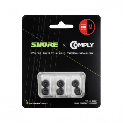 Shure EACYF1 Comply 100 Series Black Foam Sleeves (6 Pack) - Medium