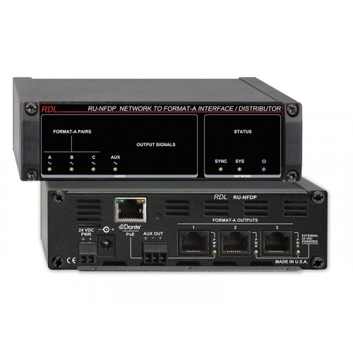 RDL RU-NFDP Dante to Format-A Interface/Distributor w/ PoE