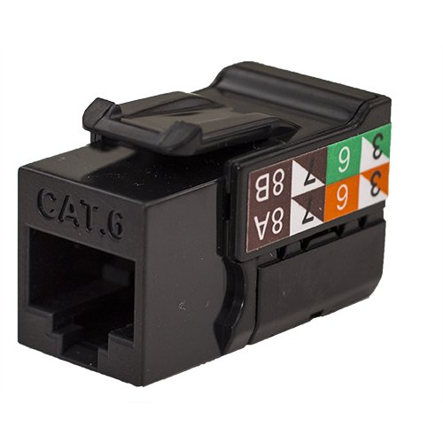 Vertical Cable CAT6 Data Grade Keystone U-Jack, RJ45 90° 8×8 Black