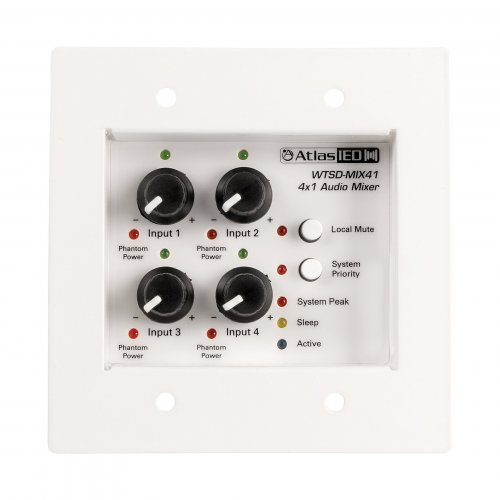 AtlasIED 4x1 Mic/Line Mixer W/Optional Dante Audio Network Interface