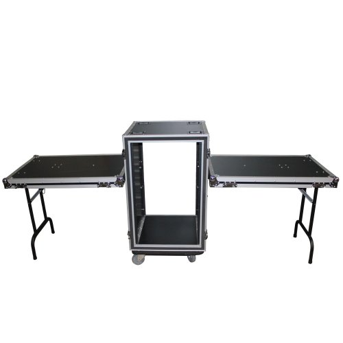 ProX 18U Vertical Shockproof 20in Deep Rack Case w/Side Tables & Casters