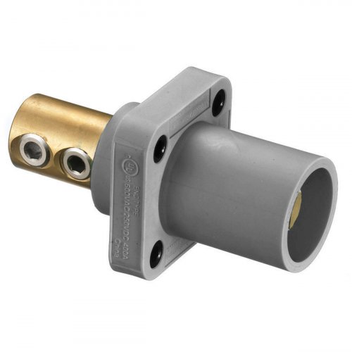 Hubbell HBLMRGY 400A Cam Lock Male Panel Mount Set Screw - Grey
