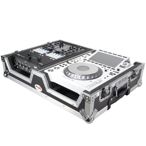 ProX Single CD Player & 12\" Mixer Case Low Profile Wheels and Retractable Handle