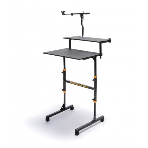 RocknRoller Compact 2-Tier Travel Keyboard Stand w/Shelf & Boom Bundle
