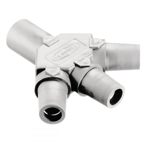 Hubbell HBLM3FBK Cam Lock 3 Way Splitter 16 Series 400A - White