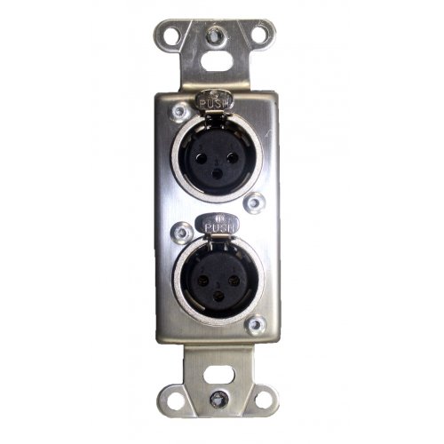AVShop Stainless Steel Decora Wall plate w/ 2 XLR Female