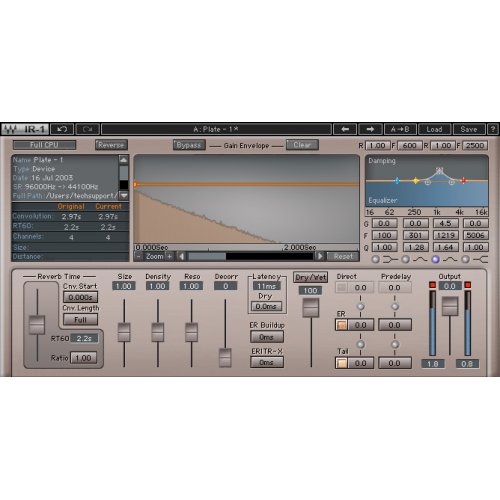 Waves IR1 Convolution Reverb Plug-in (Download)