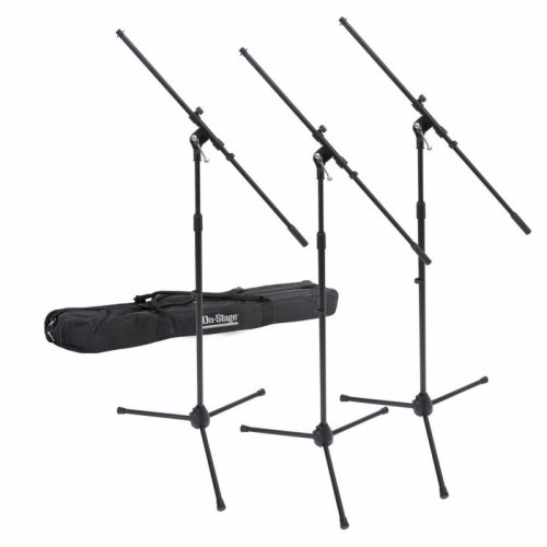 On-Stage Stands MSP7703 3 Euroboom Mic Stands w/Bag
