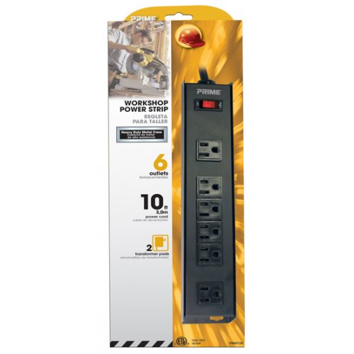 AVShop 6-Outlet Metal Power Strip w/ 10ft Cord