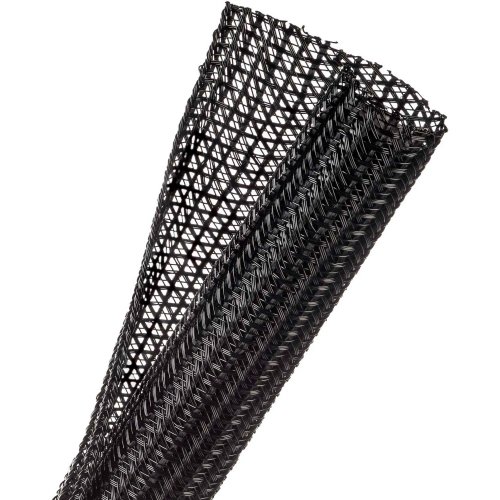 TechFlex Flexo F6 Self-Wrapping Braided Sleeving (Black) - 100ft - 1in