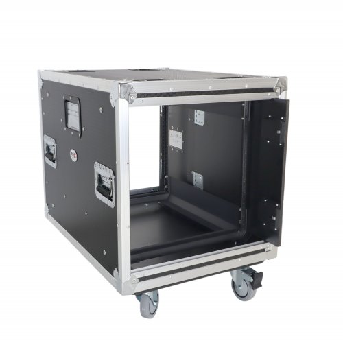 ProX 10U 24in Vertical Rack Shock Mount Case w/ Sliding Slam Doors, Wheels