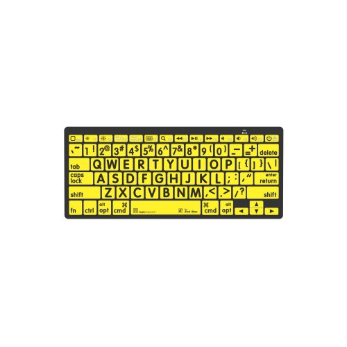 Logickeyboard Large Print Black on Yellow Mini Bluetooth Keyboard - Mac