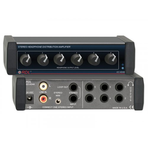 RDL EZ-HDA6 Stereo Headphone Distribution Amp - 1X6