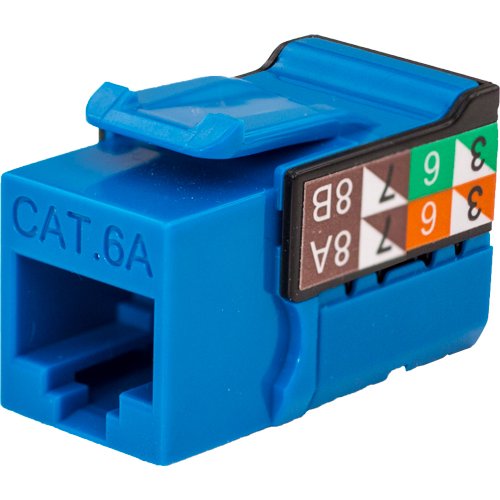 Vertical Cable CAT6A Data Grade Keystone U-Jack, RJ45 90° 8x8 - Blue