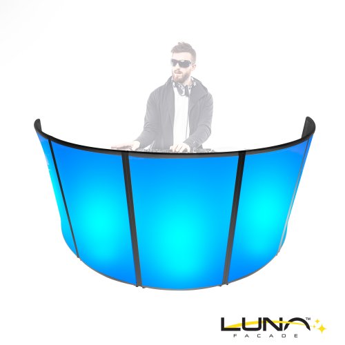 ProX LUNA DJ Facade 5 Panel Curved w/ Black & White Scrim Kit - Black