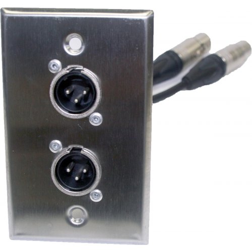 AVShop Single Gang 2x Wall Plate w/ XLR Male to Female Panel Mount Cables