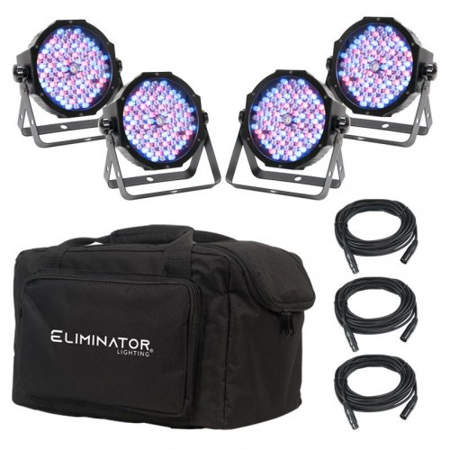 Eliminator 4 Head Mega Par Profile Kit with DMX Cables & Bag