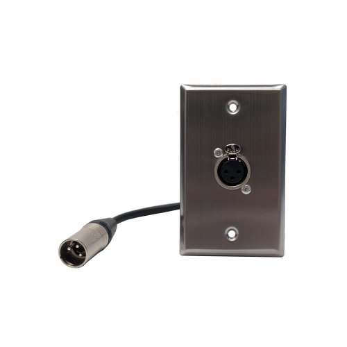 AVShop Single Gang 1x Wall Plate w/ XLR Female to Male Panel Mount Cable