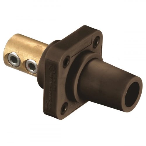 Hubbell HBLFRBN 400A Cam Lock Female Panel Mount Set Screw - Brown