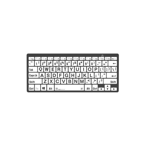 Logickeyboard Large Print Black on White Mini Bluetooth Keyboard - PC