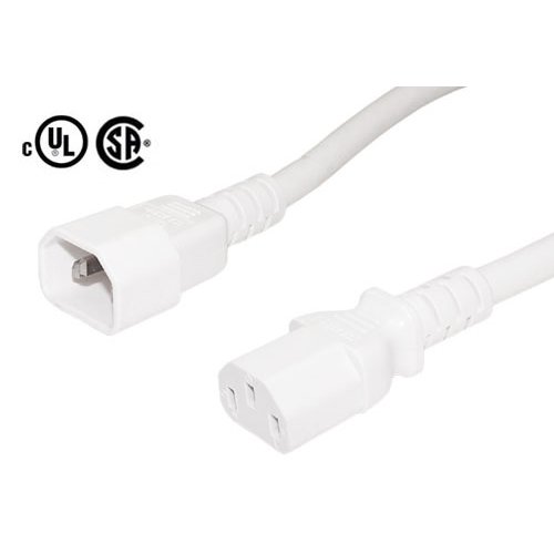 IEC to IEC Power Cable 14AWG - White - 4 Foot