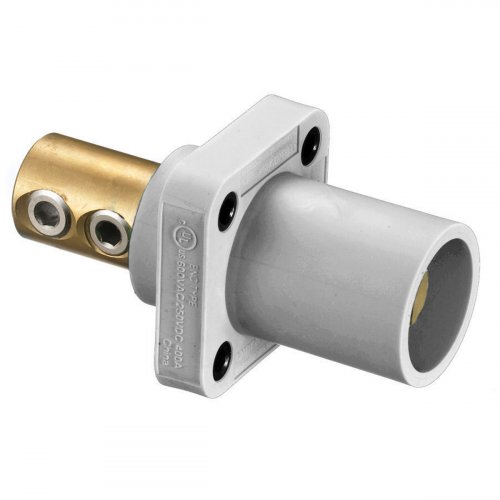 Hubbell HBLMRW 400A Cam Lock Male Panel Mount Set Screw - White