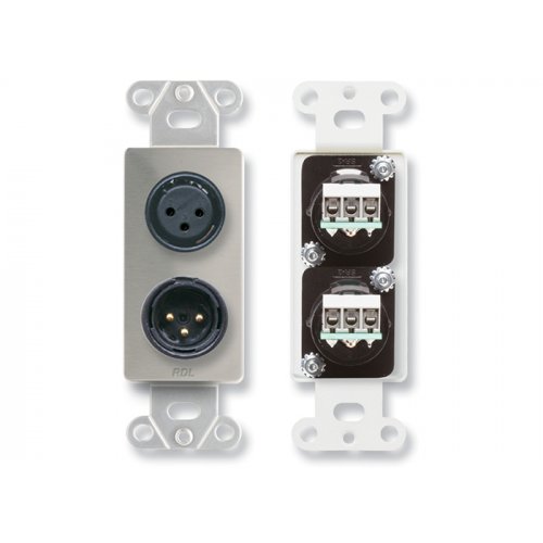 RDL DS-XLR2 Decora Wall Plate w/ XLR 3-Pin Male & Female Jacks