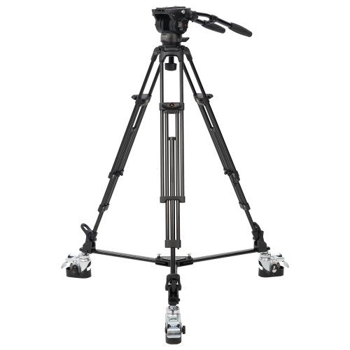 E-Image 2-Stage Aluminum Tripod w/Fluid Head and Dolly - Studio Kit