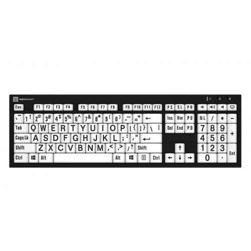 Logickeyboard Large Print Black on White NERO Slimline Keyboard - PC
