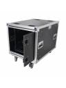 ProX 10U 24in Vertical Rack Shock Mount Case w/ Sliding Slam Doors, Wheels