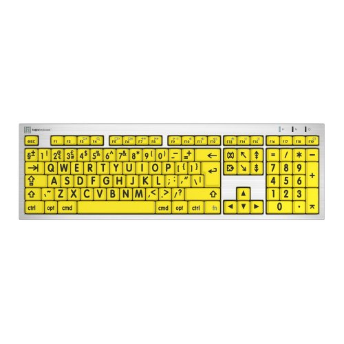 Logickeyboard Large Print Black on Yellow ALBA Slimline Keyboard - Mac