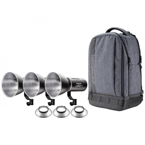 Wescott L60-B Bi-Color COB LED 3-Light Backpack Kit
