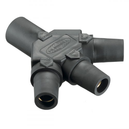 Hubbell HBLM3FBK Cam Lock 3 Way Splitter 16 Series 400A - Black