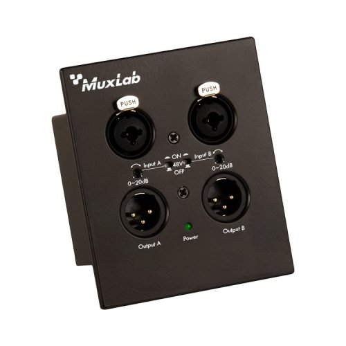 Muxlab Dante 2-Channel XLR Wall-Plate - Black