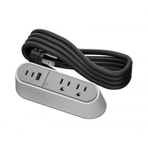 Wiremold Desktop Power Center Slim w/2x UGround, 65W USB A & C, 6ft - White