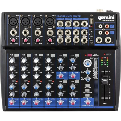 Gemini GEM-12USB 12-Channel Mixer w/ USB & Bluetooth