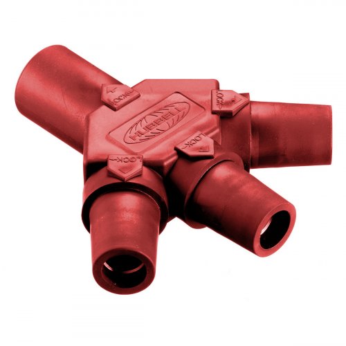 Hubbell HBLM3FR Cam Lock 3 Way Splitter 16 Series 400A - Red