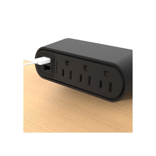 Wiremold WSPC320BK Slim Desktop Power w/ 3 UGround + 2 USB - Black